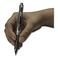 Pentel EnerGel RTX Gel Pen, Retractable, Medium 0.7 mm, Black Ink, Black/Silver Barrel, 6/Pack (BL77BP6A)