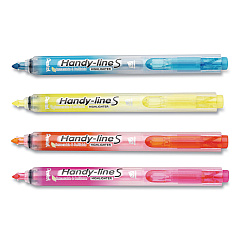 Pentel Ultra-Slim Handy-line S Retractable/Refillable Highlighters, Assorted Ink Colors, Chisel Tip, Assorted Barrel Colors, 4/PK (SXS15BPS4M)