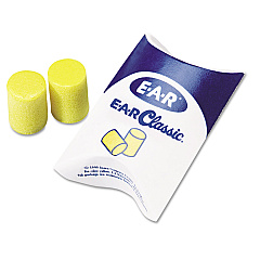 3M E-A-R Classic Earplugs, Pillow Paks, Uncorded, PVC Foam, Yellow, 200 Pairs (3101001)