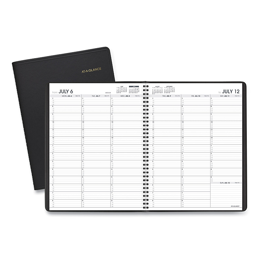 AT-A-GLANCE Weekly Appointment Book, 11 x 8.25, Black Cover, 14-Month (July to Aug): 2022 to 2023 (7095705)