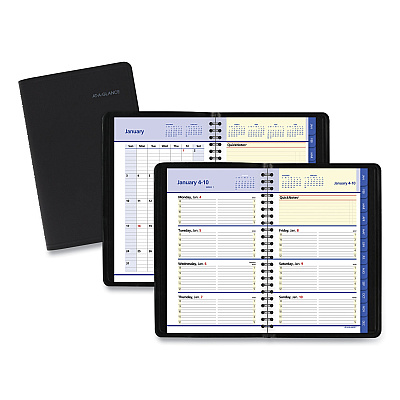 AT-A-GLANCE QuickNotes Weekly Block Format Appointment Book, 8.5 x 5.5, Black Cover, 12-Month (Jan to Dec): 2023 (760205)