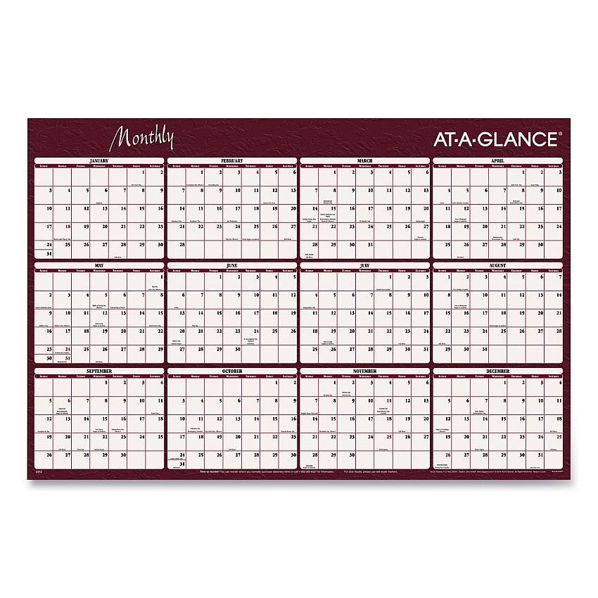 AT-A-GLANCE Reversible Horizontal Erasable Wall Planner, 48 x 32, Assorted Sheet Colors, 12-Month (Jan to Dec): 2023 (A152)