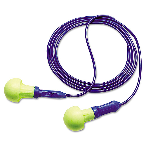3M E-A-R Push-Ins Reusable Earplugs, Corded, 28 dB NRR, Blue/Yellow, 100 Pairs (3181001)