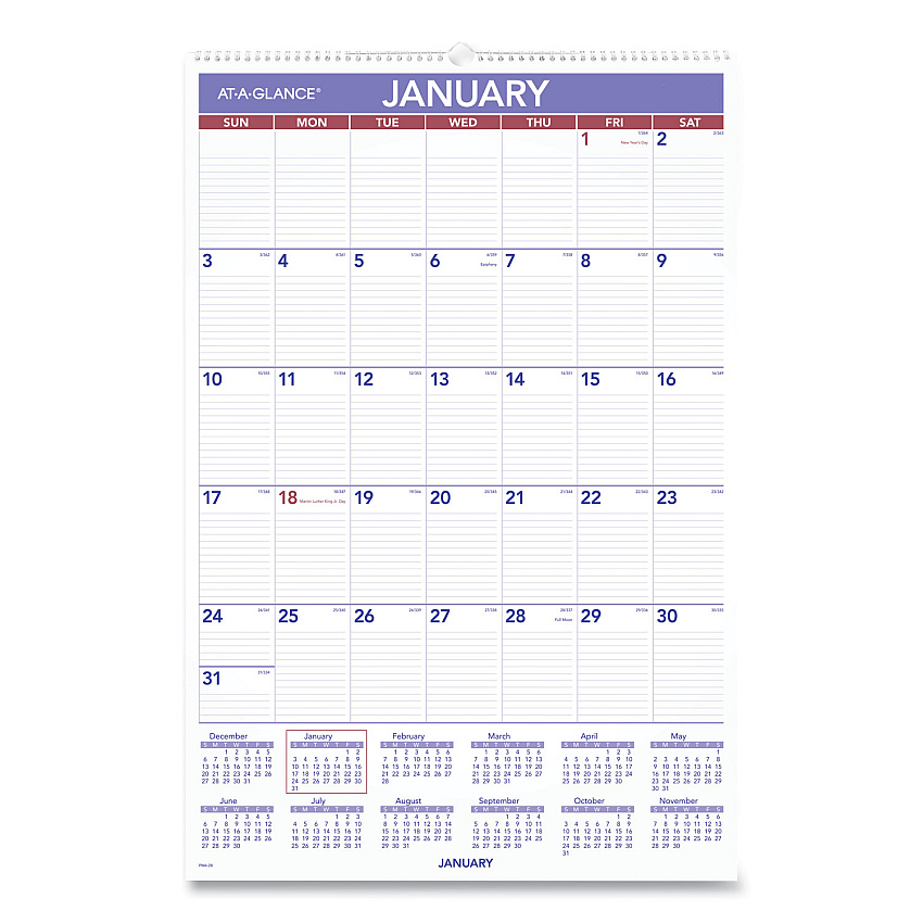 AT-A-GLANCE Monthly Wall Calendar with Ruled Daily Blocks, 20 x 30, White Sheets, 12-Month (Jan to Dec): 2023 (PM428)