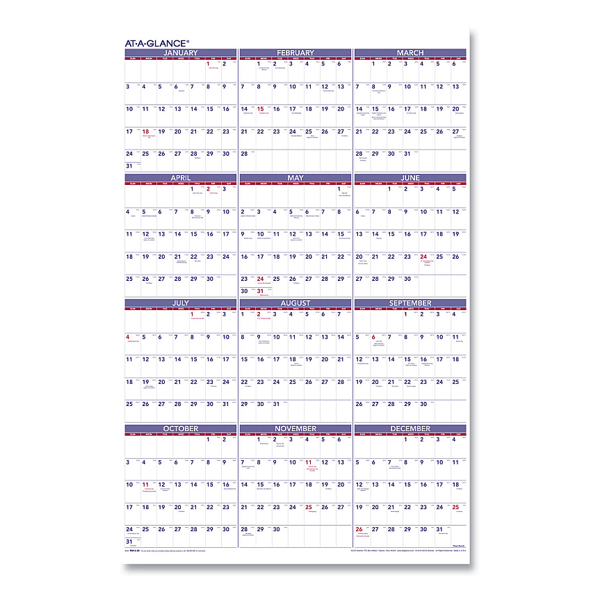 AT-A-GLANCE Yearly Wall Calendar, 24 x 36, White Sheets, 12-Month (Jan to Dec): 2023 (PM1228)