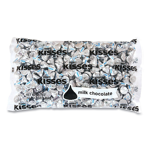 Hershey's KISSES, Milk Chocolate, Silver Wrappers, 66.7 oz Bag (24600054)