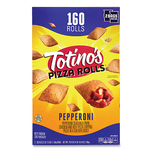 Totino's Pizza Rolls Pepperoni Pizza Rolls, 39.9 oz Bag, 80 Rolls/Bag, 2 Bags/Box (90300034)