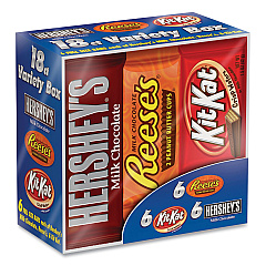 Hershey's Full Size Chocolate Candy Bar Variety Pack, Assorted 1.5 oz Bar, 18 Bars/Box (24600349)
