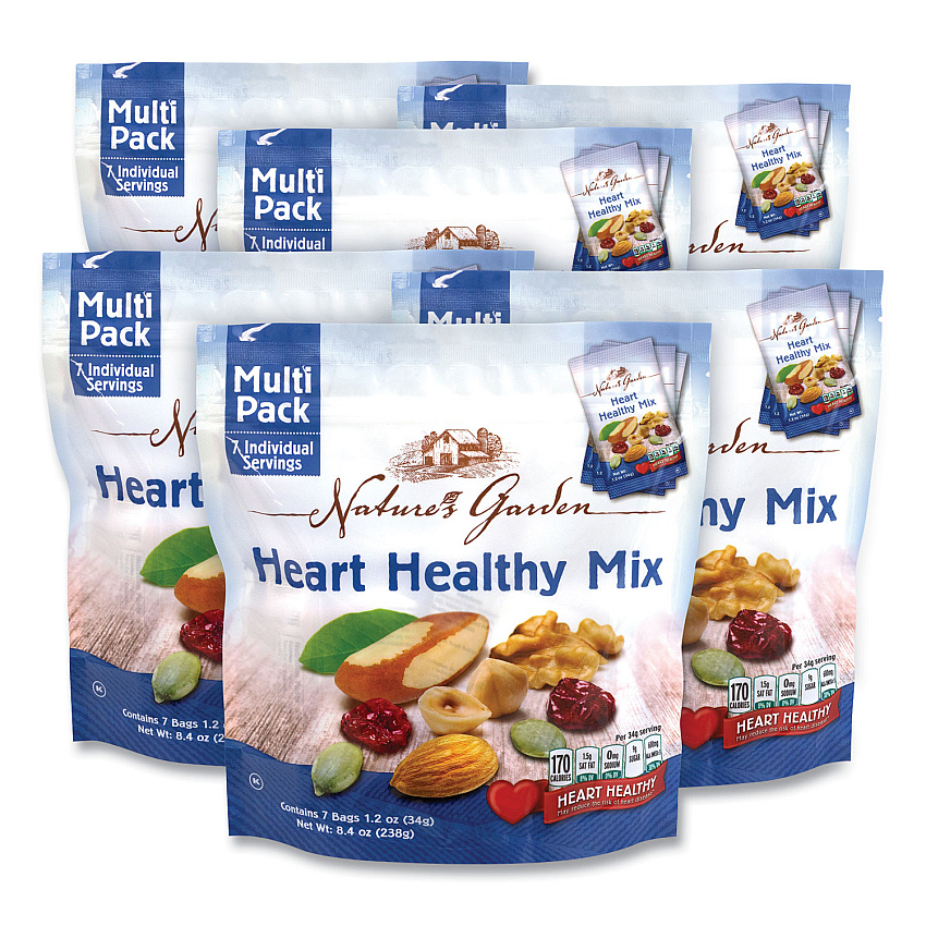 Nature's Garden Healthy Heart Mix, 1.2 oz Pouch, 7 Pouches/Pack, 6 Packs/Box (29400006)