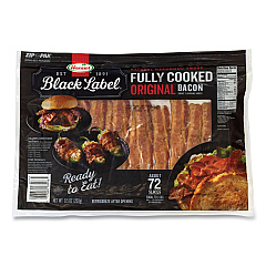 Hormel Black Label Fully Cooked Bacon, Original, 9.5 oz Package, Approximately 72 Slices/Pack (90200109)