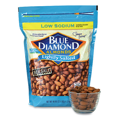 Blue Diamond Low Sodium Lightly Salted Almonds, 10 oz Bag (90000170)