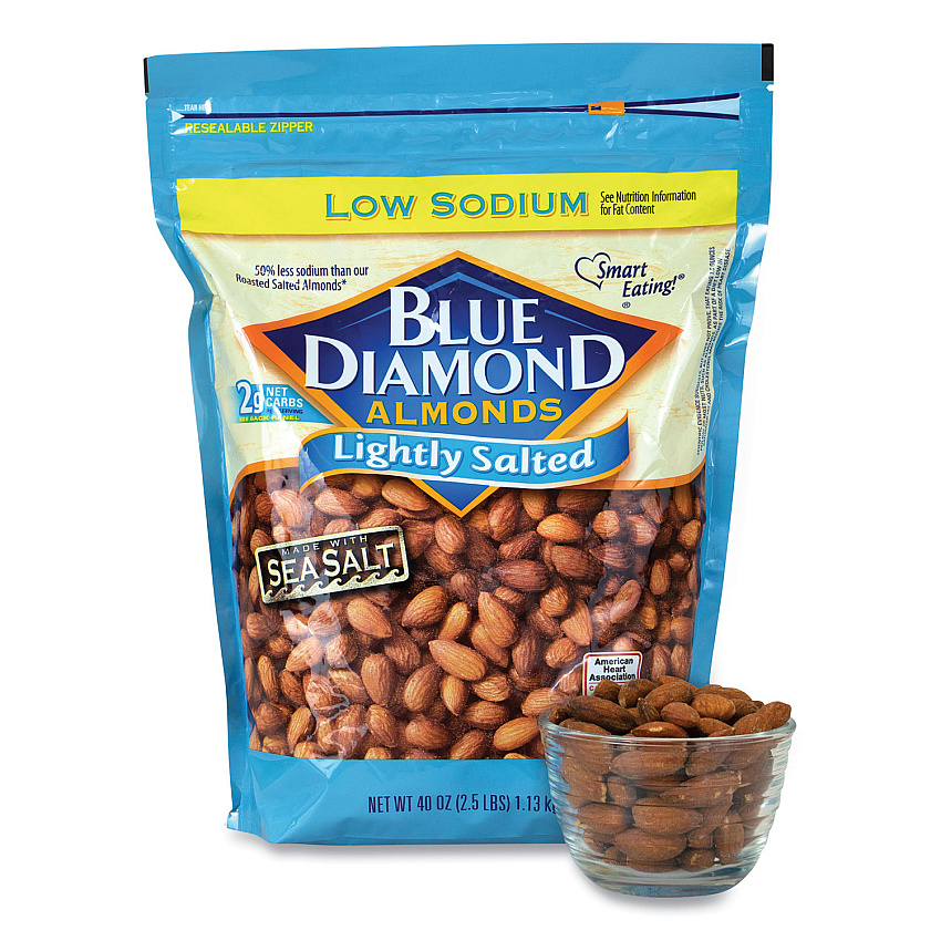 Blue Diamond Low Sodium Lightly Salted Almonds, 10 oz Bag (90000170)