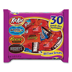 Hershey's All Time Greats Milk Chocolate Variety Pack, 15.92 oz Bag, 30 Pieces/Bag, 2 Bags/Pack (24601148)