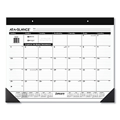 AT-A-GLANCE Monthly Refillable Desk Pad, 22 x 17, White Sheets, Black Binding, Black Corners, 12-Month (Jan to Dec): 2023 (SK2200)