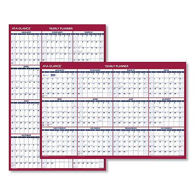 AT-A-GLANCE Erasable Vertical/Horizontal Wall Planner, 32 x 48, White/Blue/Red Sheets, 12-Month (Jan to Dec): 2023 (PM32628)