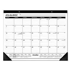 AT-A-GLANCE Academic Year Ruled Desk Pad, 21.75 x 17, White Sheets, Black Binding, Black Corners, 16-Month (Sept to Dec): 2022 to 2023 (SK241600)