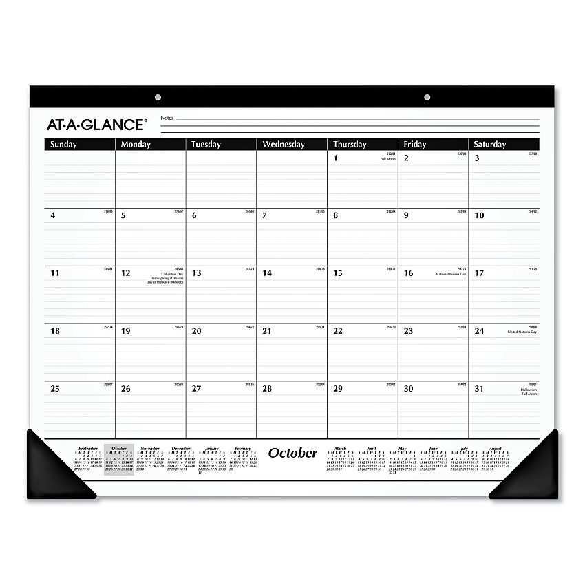 AT-A-GLANCE Academic Year Ruled Desk Pad, 21.75 x 17, White Sheets, Black Binding, Black Corners, 16-Month (Sept to Dec): 2022 to 2023 (SK241600)