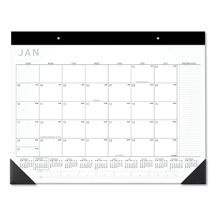 AT-A-GLANCE Contemporary Monthly Desk Pad, 22 x 17, White Sheets, Black Binding/Corners,12-Month (Jan to Dec): 2023 (SK24X00)