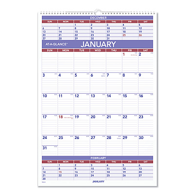 AT-A-GLANCE Three-Month Wall Calendar, 15.5 x 22.75, White Sheets, 12-Month (Jan to Dec): 2023 (PM628)