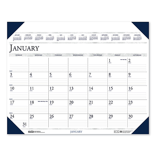 House of Doolittle Executive Monthly Desk Pad Calendar, 24 x 19, White/Blue Sheets, Blue Corners, 12-Month (Jan to Dec): 2023 (180HD)