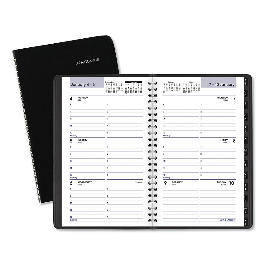 AT-A-GLANCE DayMinder Block Format Weekly Appointment Book, Tabbed Telephone/Add Section, 8.5 x 5.5, Black, 12-Month (Jan-Dec): 2023 (G21000)