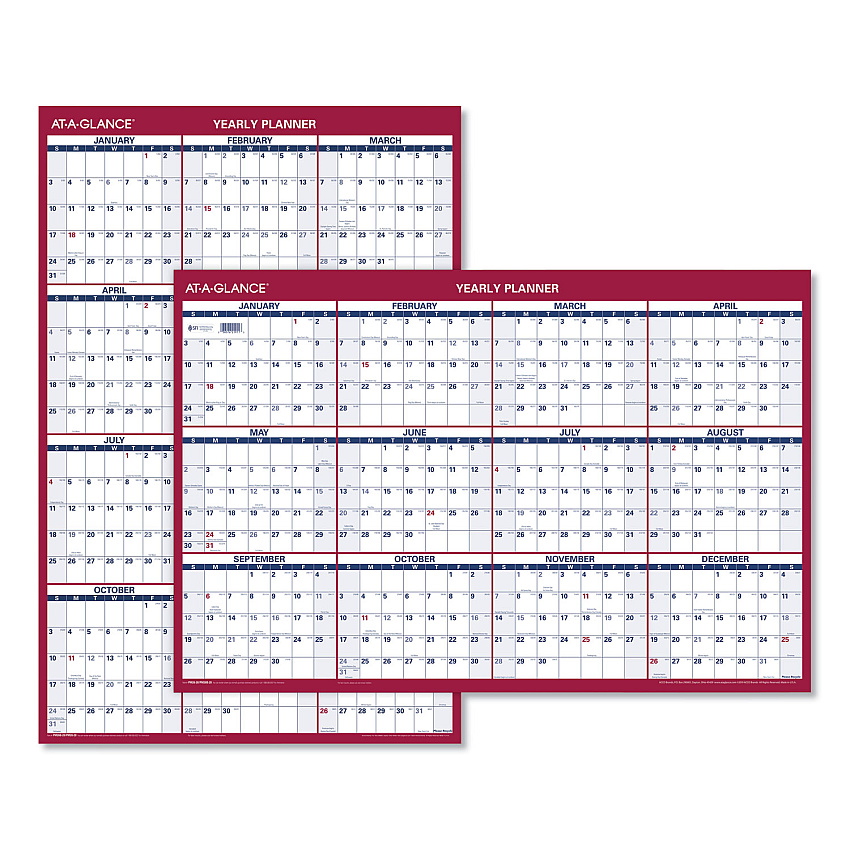 AT-A-GLANCE Erasable Vertical/Horizontal Wall Planner, 24 x 36, White/Blue/Red Sheets, 12-Month (Jan to Dec): 2023 (PM2628)