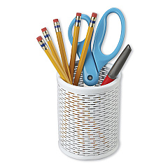 Artistic Urban Collection Punched Metal Pencil Cup, 3.5" Diameter x 4.5"h, White (ART20005WH)