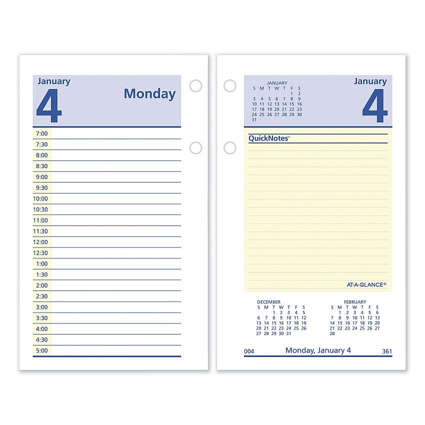 AT-A-GLANCE QuickNotes Desk Calendar Refill, 3.5 x 6, White Sheets, 2023 (E51750)