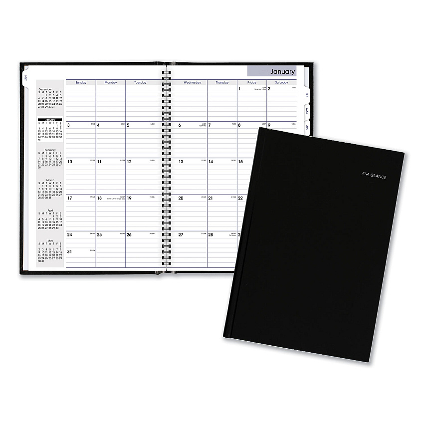 AT-A-GLANCE DayMinder Hard-Cover Monthly Planner, Ruled Blocks, 11.78 x 5, Black Cover, 14-Month (Dec to Jan): 2022 to 2024 (G470H00)