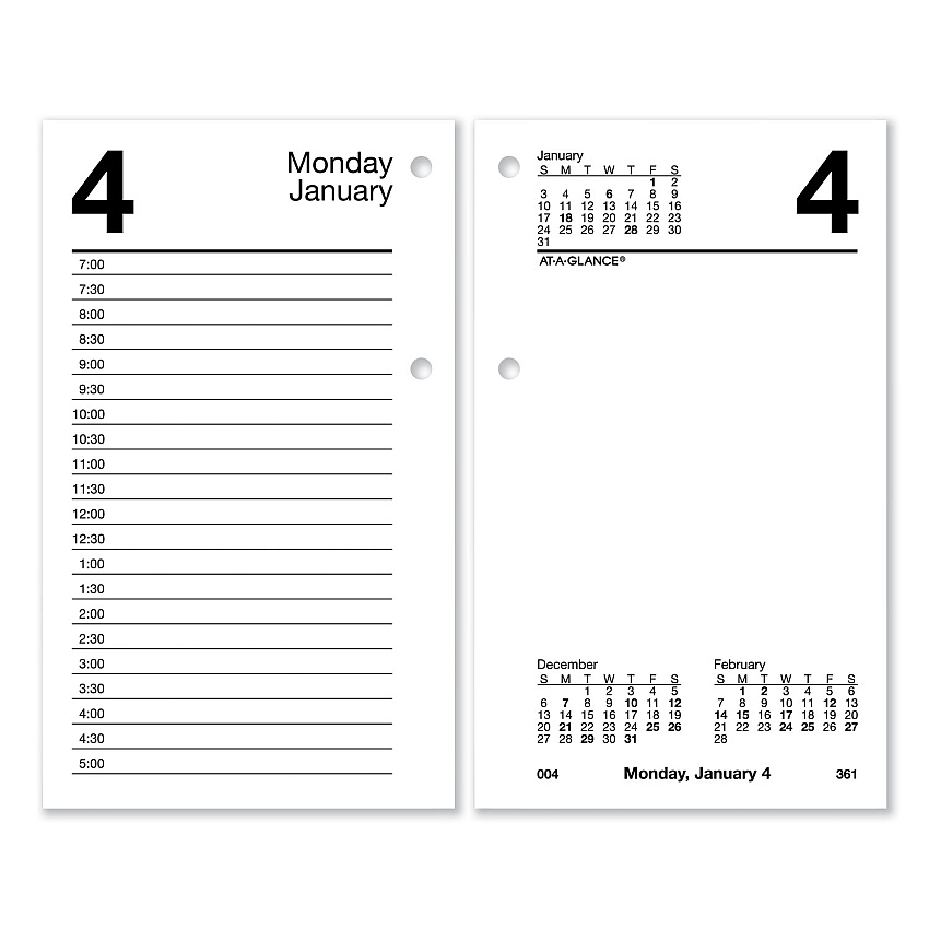 AT-A-GLANCE Desk Calendar Refill, 3.5 x 6, White Sheets, 2023 (E71750)