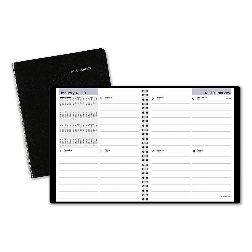 AT-A-GLANCE DayMinder Open-Schedule Weekly Appointment Book, 8.75 x 7, Black Cover, 12-Month (Jan to Dec): 2023 (G53500)