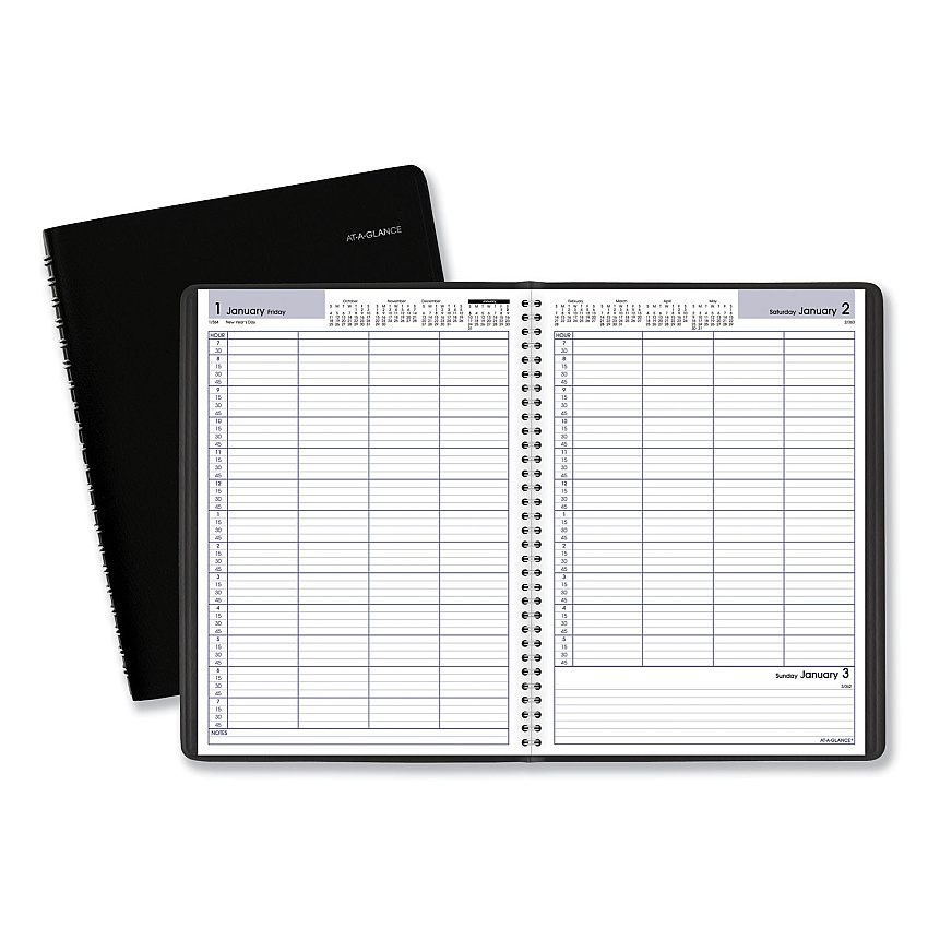 AT-A-GLANCE DayMinder Four-Person Group Daily Appointment Book, 11 x 8, Black Cover, 12-Month (Jan to Dec): 2023 (G56000)
