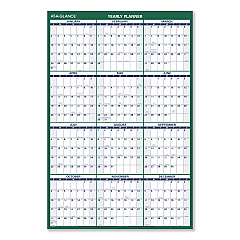 AT-A-GLANCE Vertical Erasable Wall Planner, 32 x 48, White/Green Sheets, 12-Month (Jan to Dec): 2023 (PM31028)