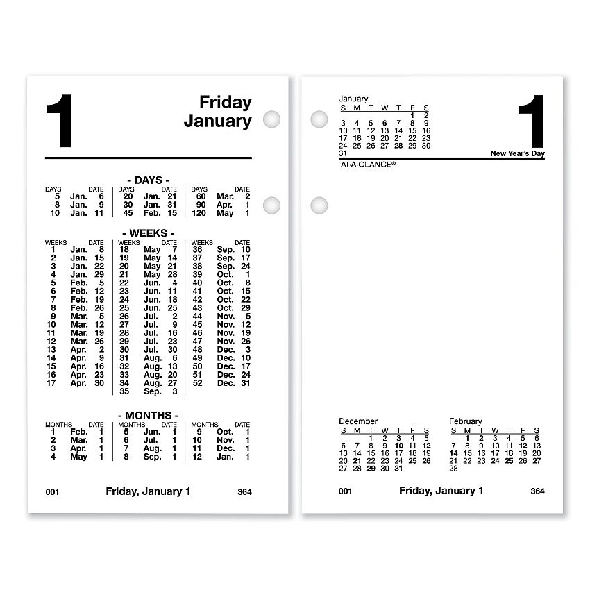 AT-A-GLANCE Financial Desk Calendar Refill, 3.5 x 6, White Sheets, 2023 (S17050)