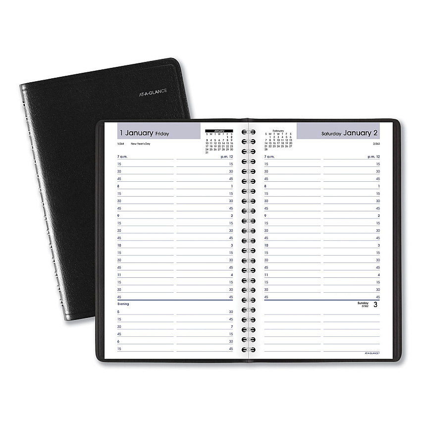 AT-A-GLANCE DayMinder Daily Appointment Book, 8.5 x 5.5, Black Cover, 12-Month (Jan to Dec): 2023 (G10000)