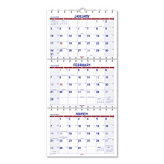 AT-A-GLANCE Move-A-Page Three-Month Wall Calendar, 12 x 27, White/Red/Blue Sheets, 15-Month (Dec to Feb): 2022 to 2024 (PMLF1128)