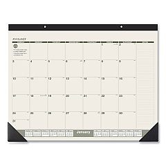 AT-A-GLANCE Recycled Monthly Desk Pad, 22 x 17, Sand/Green Sheets, Black Binding, Black Corners, 12-Month (Jan to Dec): 2023 (SK32G00)