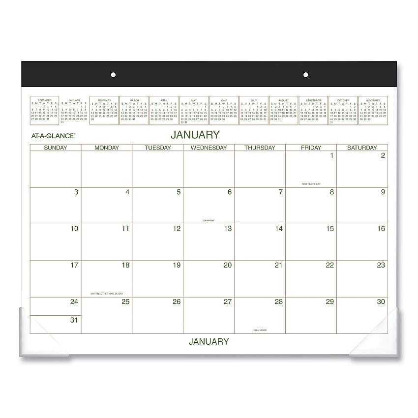 AT-A-GLANCE Two-Color Desk Pad, 22 x 17, White Sheets, Black Binding, Clear Corners, 12-Month (Jan to Dec): 2023 (GG250000)