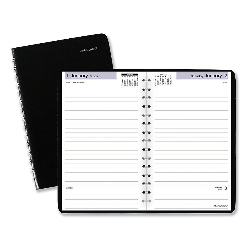AT-A-GLANCE DayMinder Daily Appointment Book, 8 x 5, Black Cover, 12-Month (Jan to Dec): 2023 (SK4600)
