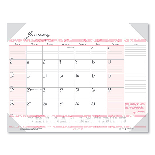 House of Doolittle Recycled Monthly Desk Pad Calendar, Breast Cancer Awareness Artwork, 18.5 x 13, Black Binding/Corners,12-Month(Jan-Dec): 2023 (1466)