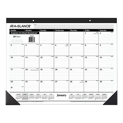 AT-A-GLANCE Ruled Desk Pad, 22 x 17, White Sheets, Black Binding, Black Corners, 12-Month (Jan to Dec): 2023 (SK2400)