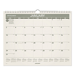 AT-A-GLANCE Recycled Wall Calendar, Unruled Blocks, 15 x 12, Sand/Green Sheets, 12-Month (Jan to Dec): 2023 (PMG7728)