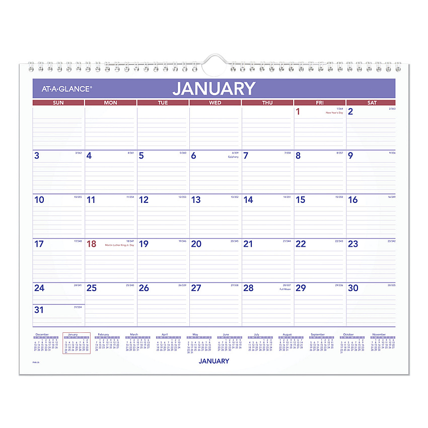 AT-A-GLANCE Monthly Wall Calendar, 15 x 12, White/Red/Blue Sheets, 12-Month (Jan to Dec): 2023 (PM828)