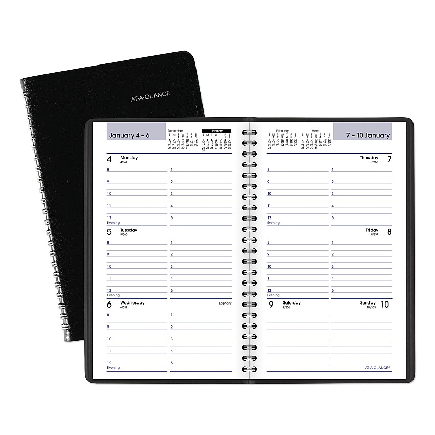 AT-A-GLANCE DayMinder Block Format Weekly Appointment Book, 8.5 x 5.5, Black Cover, 12-Month (Jan to Dec): 2023 (G20000)