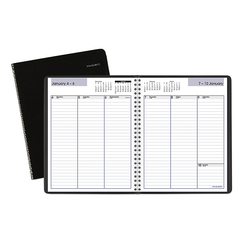 AT-A-GLANCE DayMinder Weekly Planner, Vertical-Column Format, 8.75 x 7, Black Cover, 12-Month (Jan to Dec): 2023 (G59000)