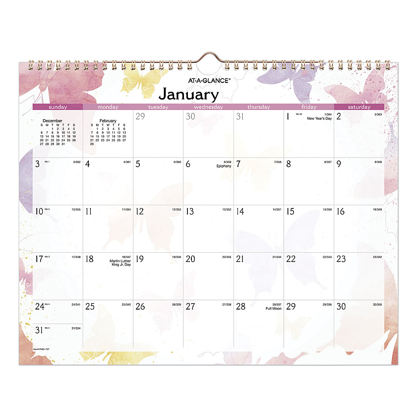 AT-A-GLANCE Watercolors Recycled Monthly Wall Calendar, Watercolors Artwork, 15 x 12, White/Multicolor Sheets, 12-Month (Jan-Dec): 2023 (PM91707)