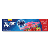 Ziploc Double Zipper Storage Bags, 1 gal, 1.75 mil, 9.6" x 12.1", Clear, 228/Carton (314467)