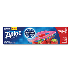 Ziploc Double Zipper Storage Bags, 1 gal, 1.75 mil, 9.6" x 12.1", Clear, 228/Carton (314467)