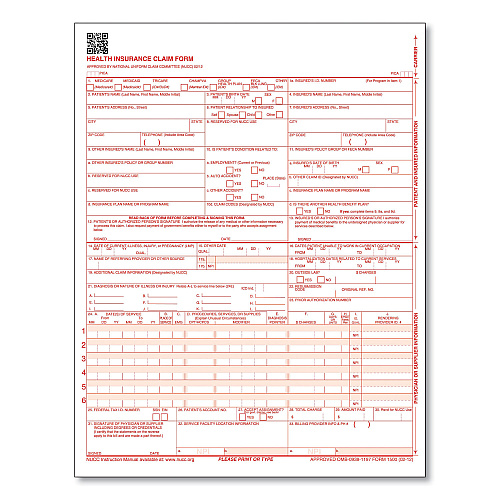 ComplyRight CMS-1500 Health Insurance Claim Form, Two-Part Carbonless, 8.5 x 11, 250 Forms Total (CMS12LC250)