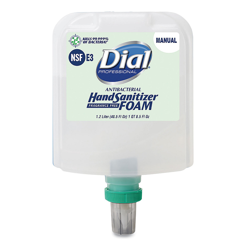 Dial Professional Antibacterial Foaming Hand Sanitizer Refill for Dial 1700 Dispenser, 1.2 L Refill, Fragrance-Free, 3/Carton (19714)